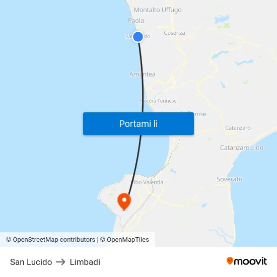 San Lucido to Limbadi map
