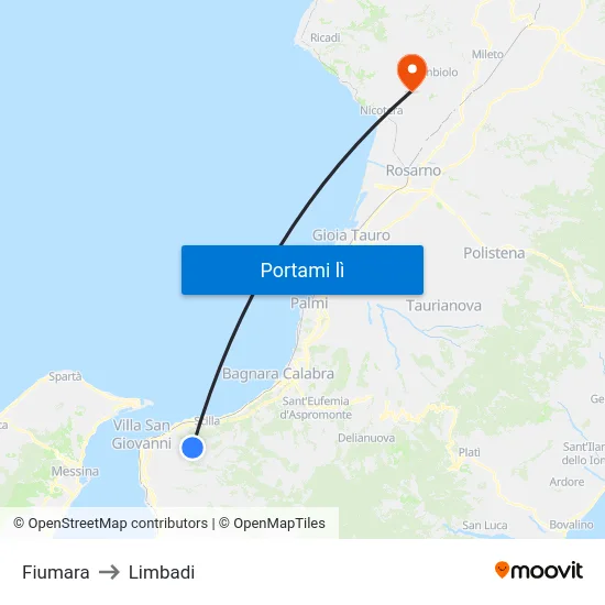Fiumara to Limbadi map