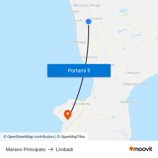Marano Principato to Limbadi map