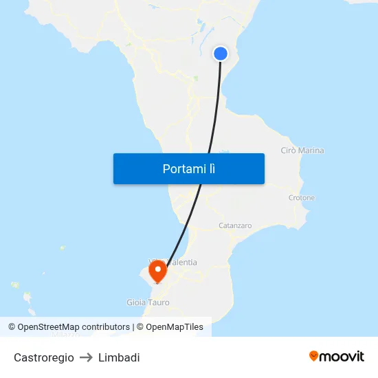 Castroregio to Limbadi map