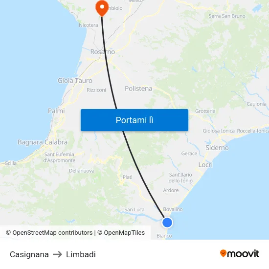 Casignana to Limbadi map