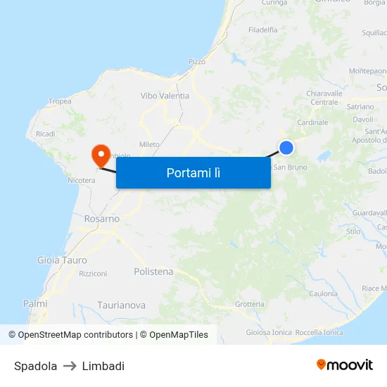 Spadola to Limbadi map