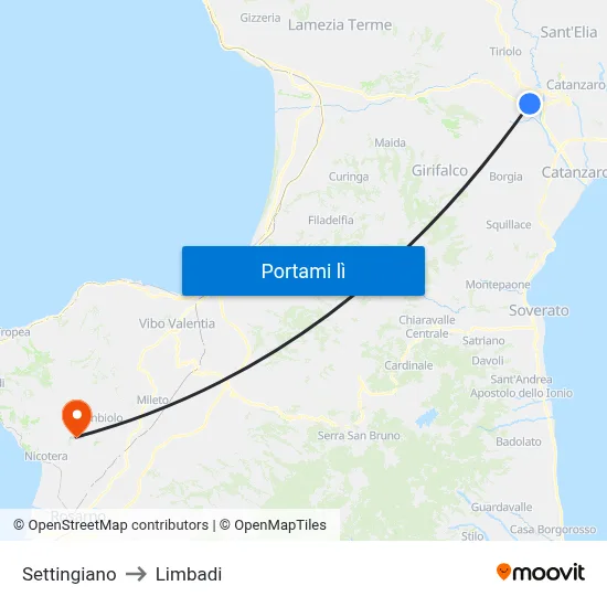 Settingiano to Limbadi map