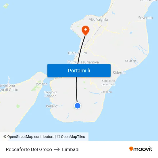 Roccaforte Del Greco to Limbadi map