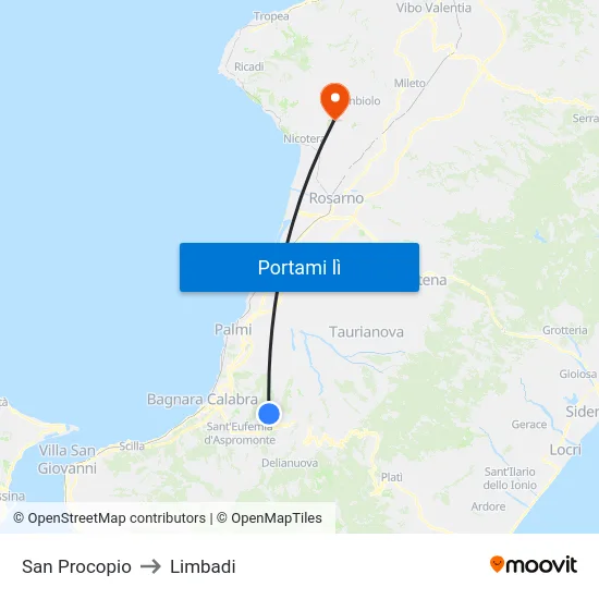 San Procopio to Limbadi map