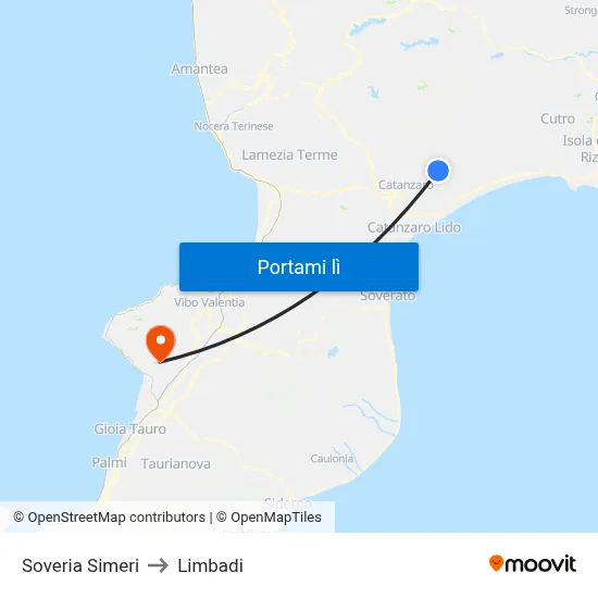 Soveria Simeri to Limbadi map