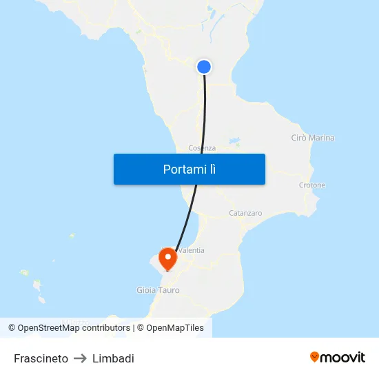 Frascineto to Limbadi map