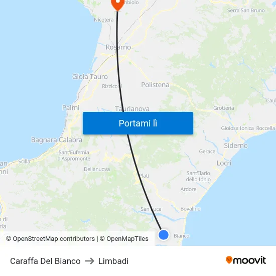 Caraffa Del Bianco to Limbadi map
