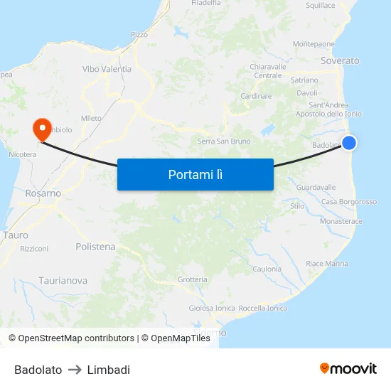 Badolato to Limbadi map