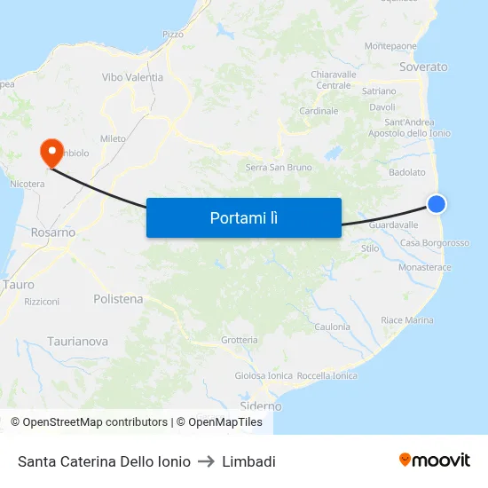 Santa Caterina Dello Ionio to Limbadi map