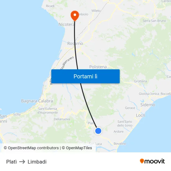 Platì to Limbadi map