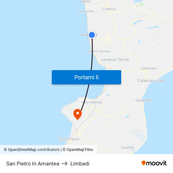San Pietro In Amantea to Limbadi map