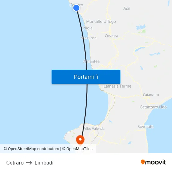 Cetraro to Limbadi map