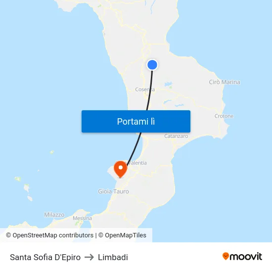 Santa Sofia D'Epiro to Limbadi map