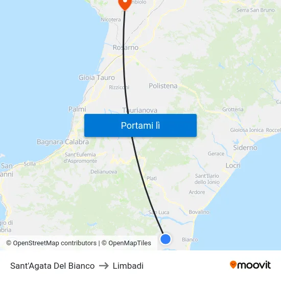 Sant'Agata Del Bianco to Limbadi map