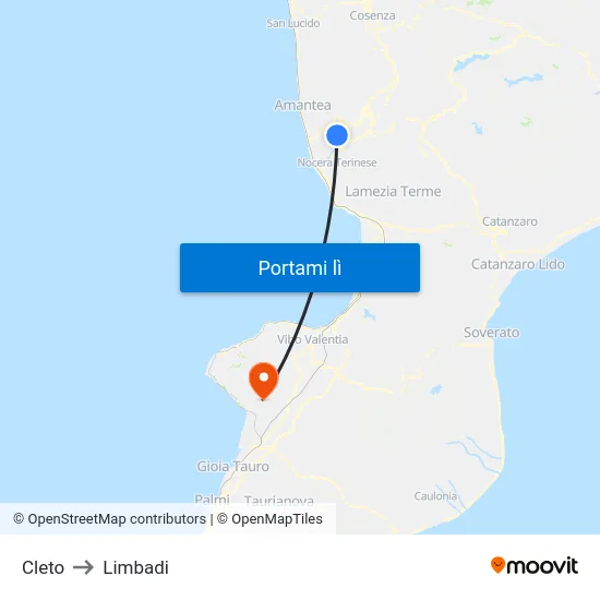 Cleto to Limbadi map