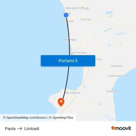 Paola to Limbadi map