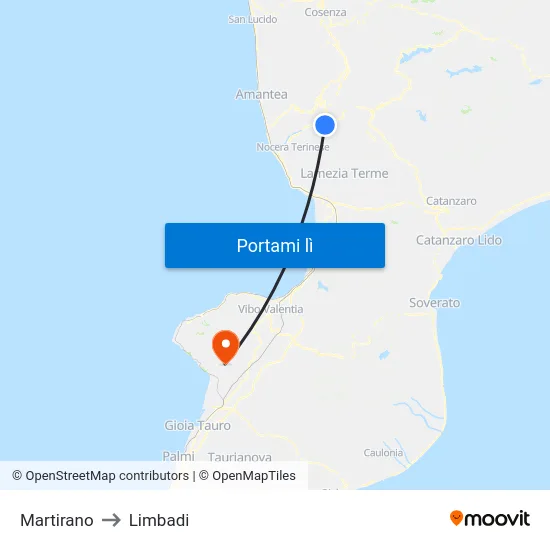 Martirano to Limbadi map