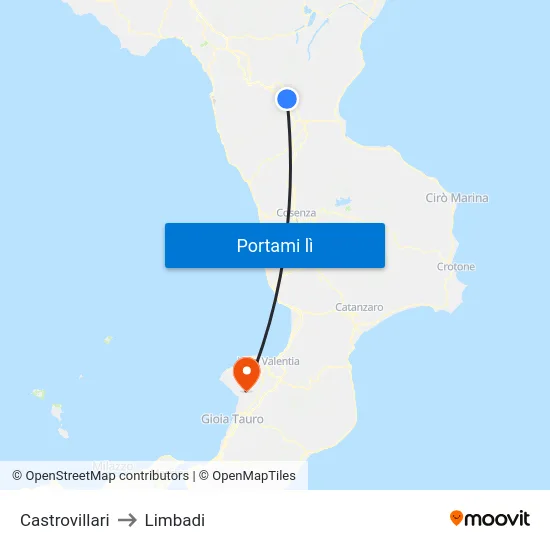 Castrovillari to Limbadi map