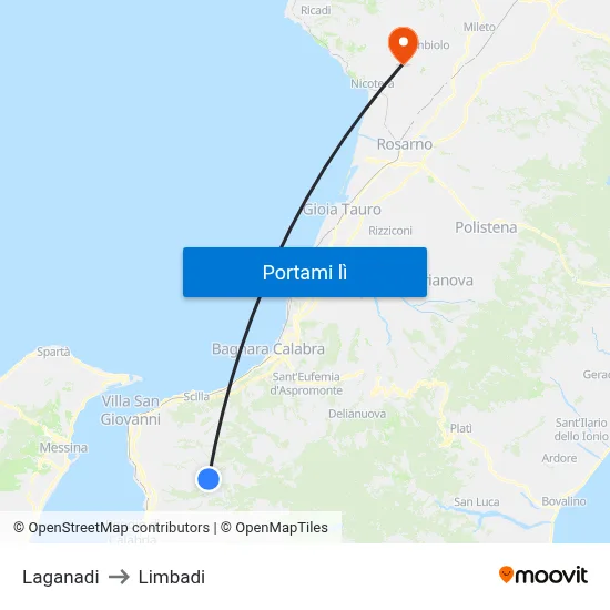 Laganadi to Limbadi map