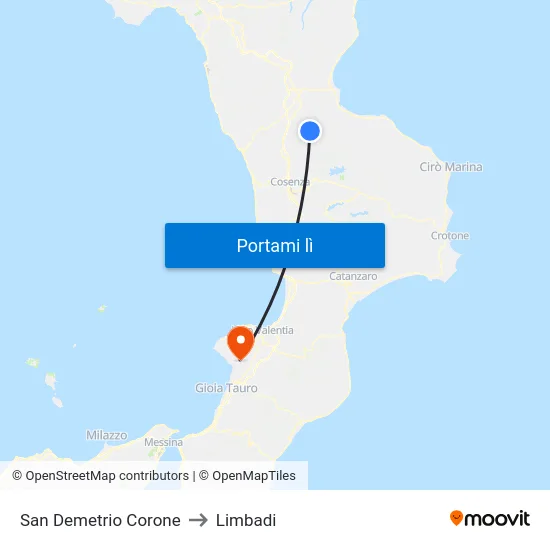 San Demetrio Corone to Limbadi map