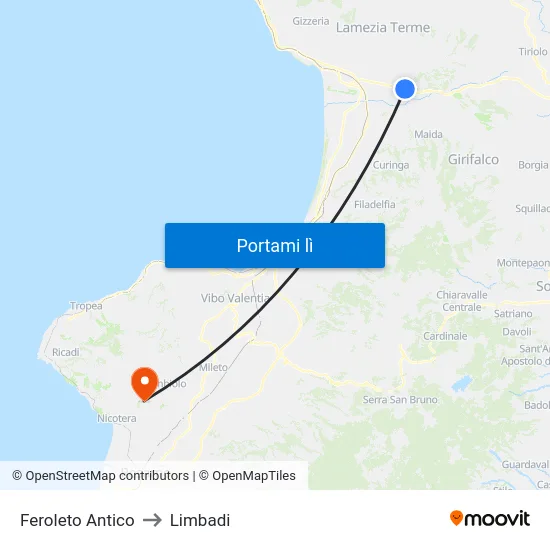Feroleto Antico to Limbadi map