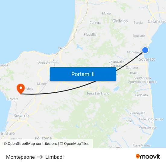 Montepaone to Limbadi map