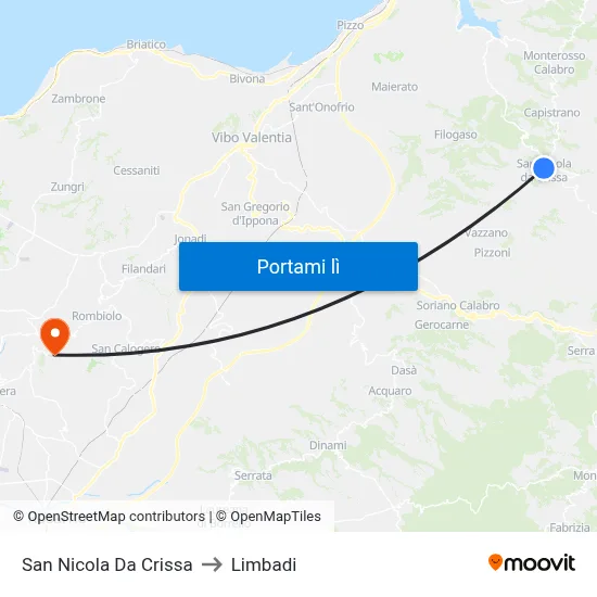 San Nicola Da Crissa to Limbadi map