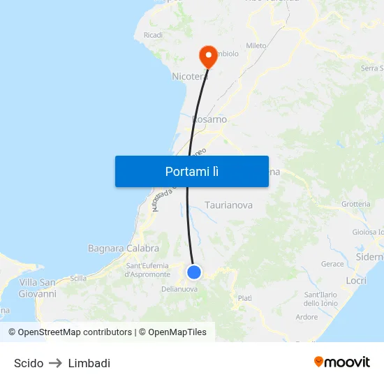 Scido to Limbadi map