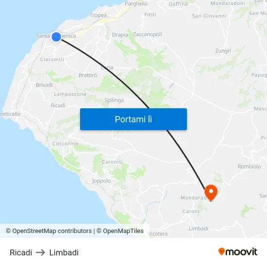 Ricadi to Limbadi map