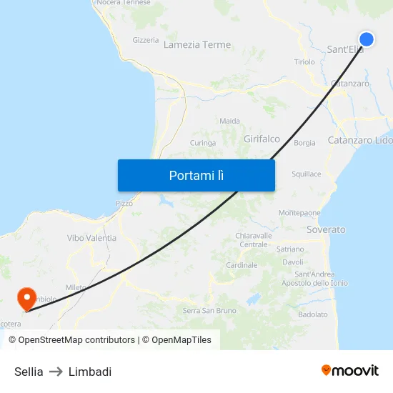 Sellia to Limbadi map
