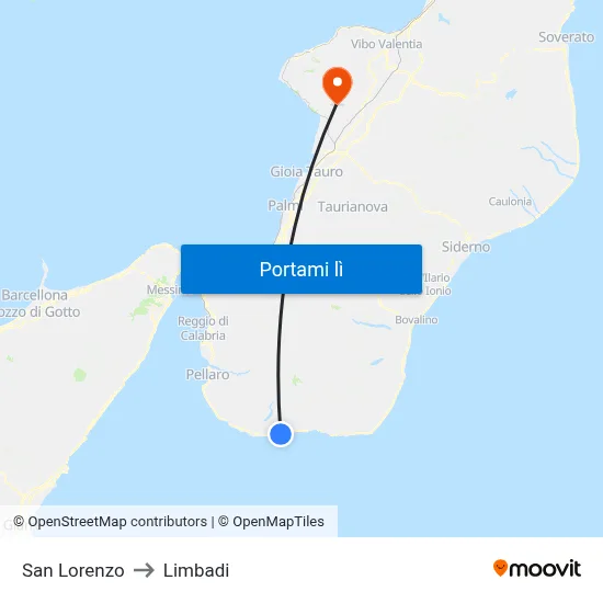 San Lorenzo to Limbadi map