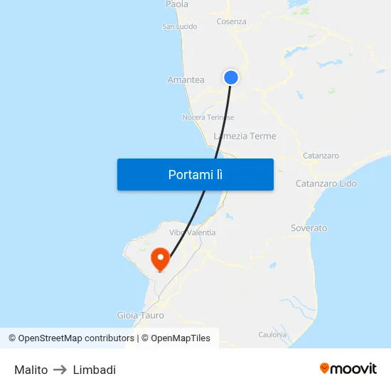 Malito to Limbadi map