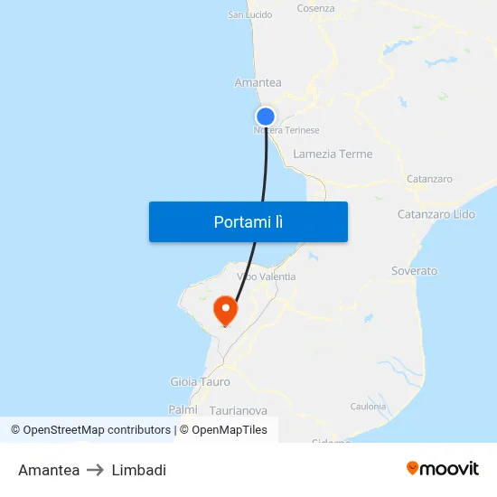 Amantea to Limbadi map