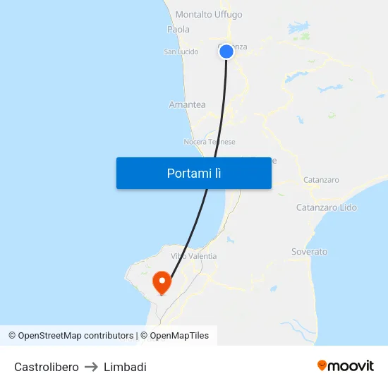 Castrolibero to Limbadi map