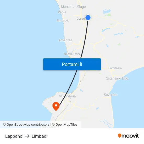 Lappano to Limbadi map