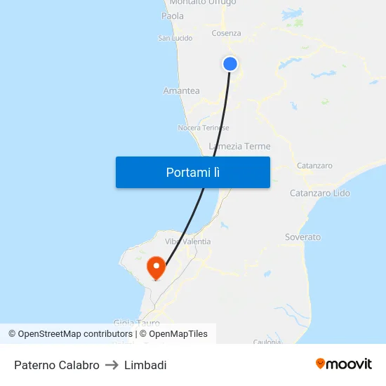 Paterno Calabro to Limbadi map