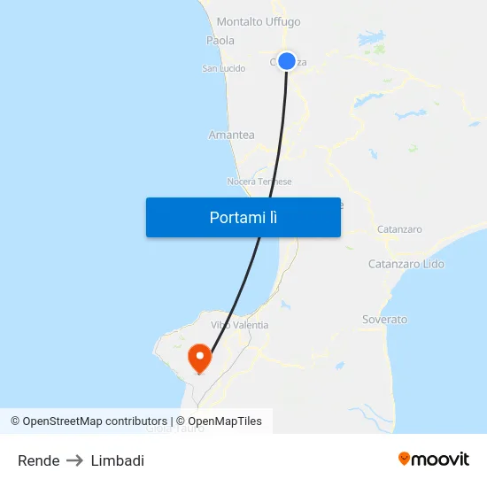 Rende to Limbadi map