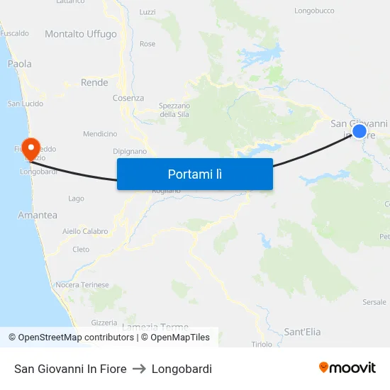 San Giovanni In Fiore to Longobardi map