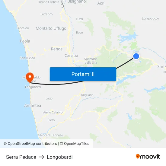 Serra Pedace to Longobardi map