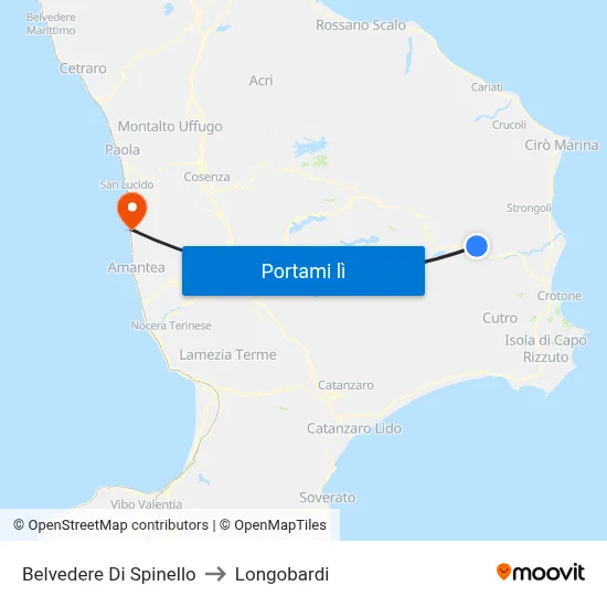 Belvedere Di Spinello to Longobardi map