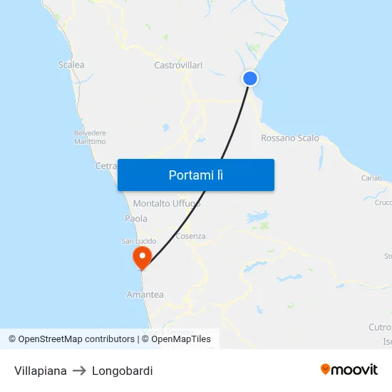 Villapiana to Longobardi map