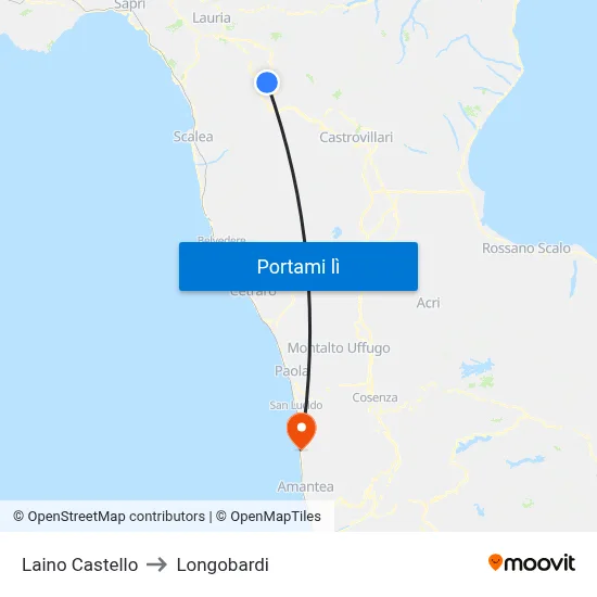 Laino Castello to Longobardi map