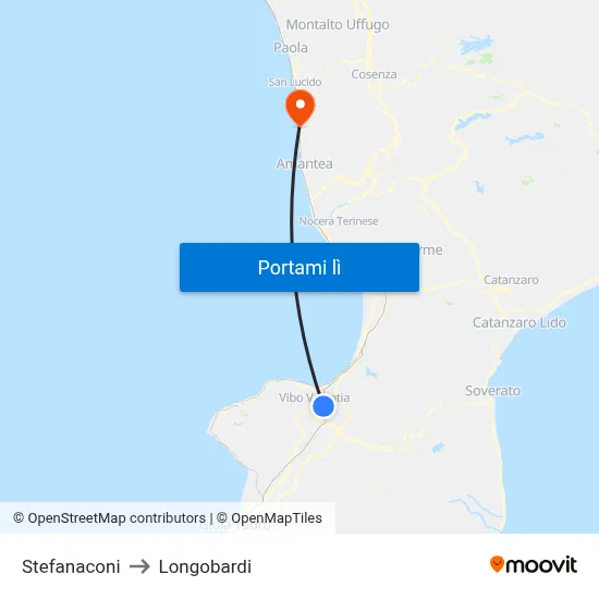 Stefanaconi to Longobardi map