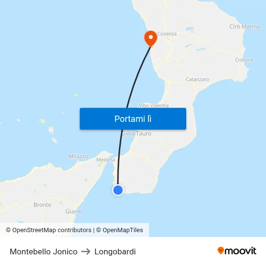 Montebello Jonico to Longobardi map