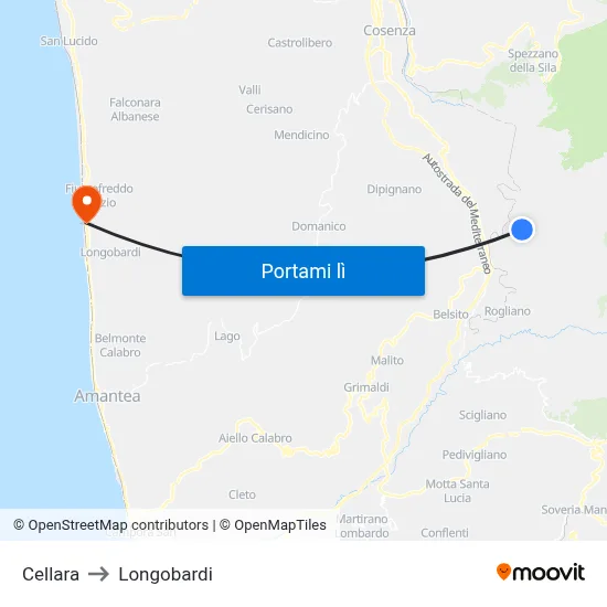 Cellara to Longobardi map
