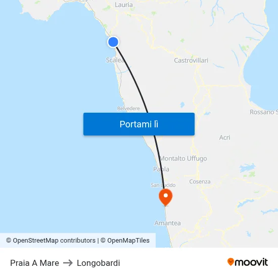 Praia A Mare to Longobardi map