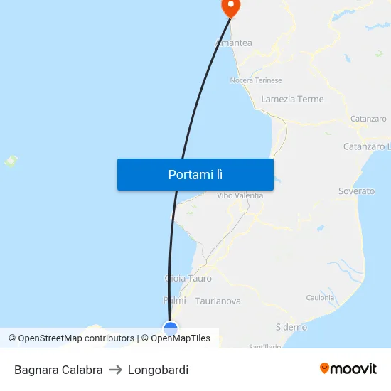 Bagnara Calabra to Longobardi map