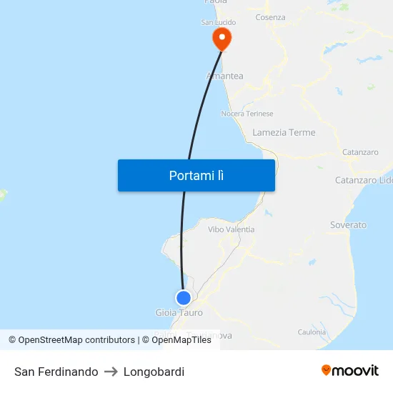 San Ferdinando to Longobardi map
