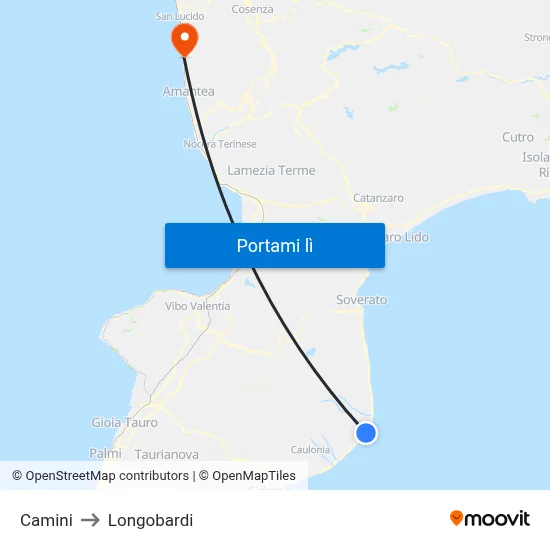 Camini to Longobardi map